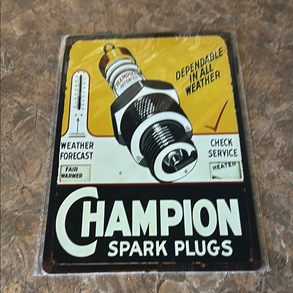 Champion Spark Plugs Vintage Metal Sign